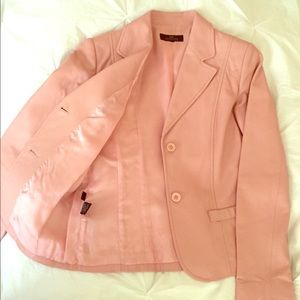 \id. Collection 100% Leather Pink Blazer Coat